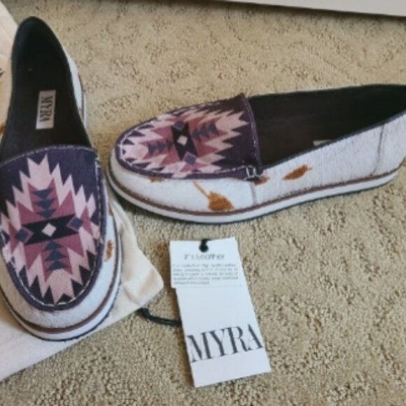 Myra Bag Women's sz 8 Gothic Sneaker Hair On Aztec Leather Slip On 🆕⌚📦🏃 - Picture 10 of 16